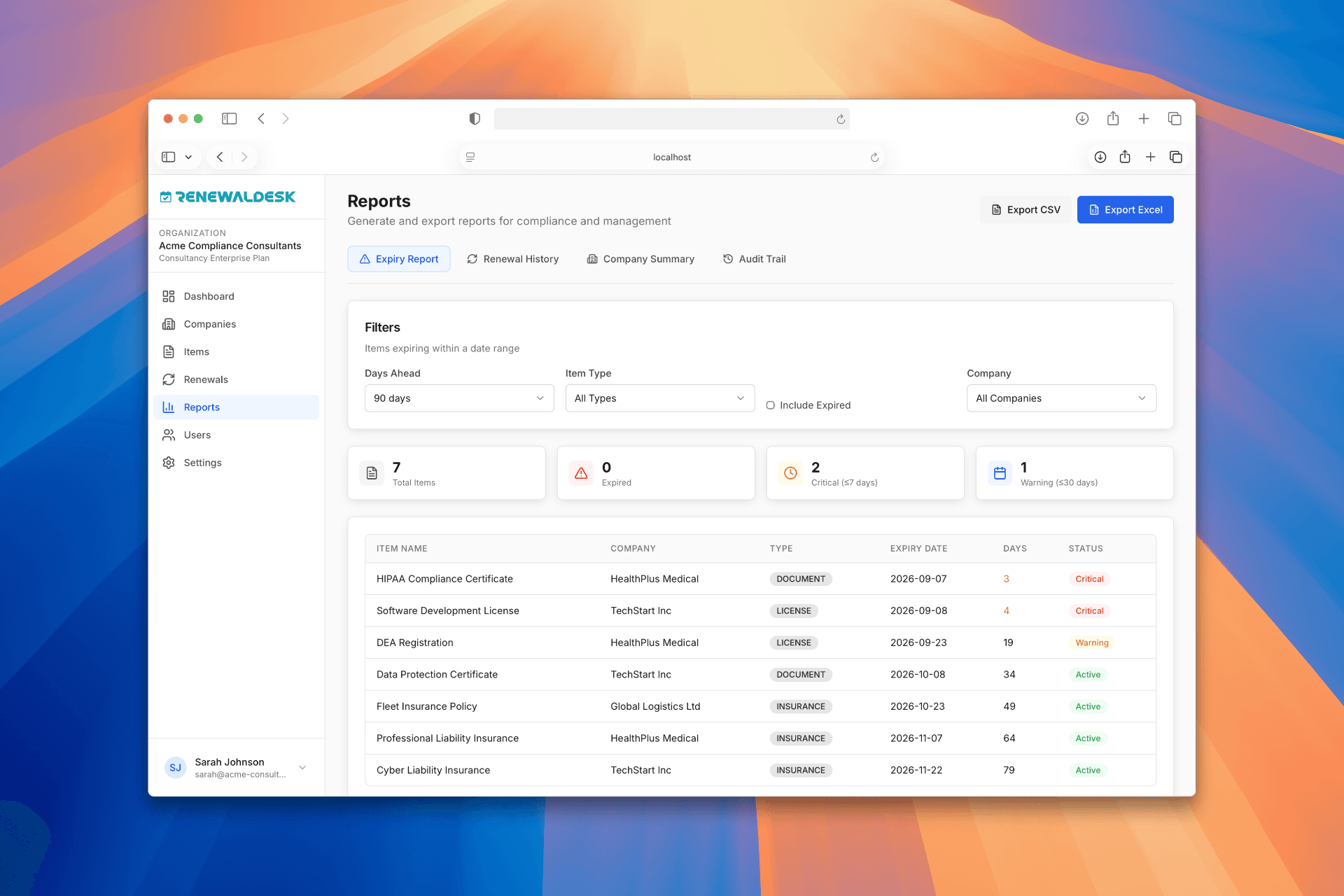 RenewalDesk renewal management dashboard