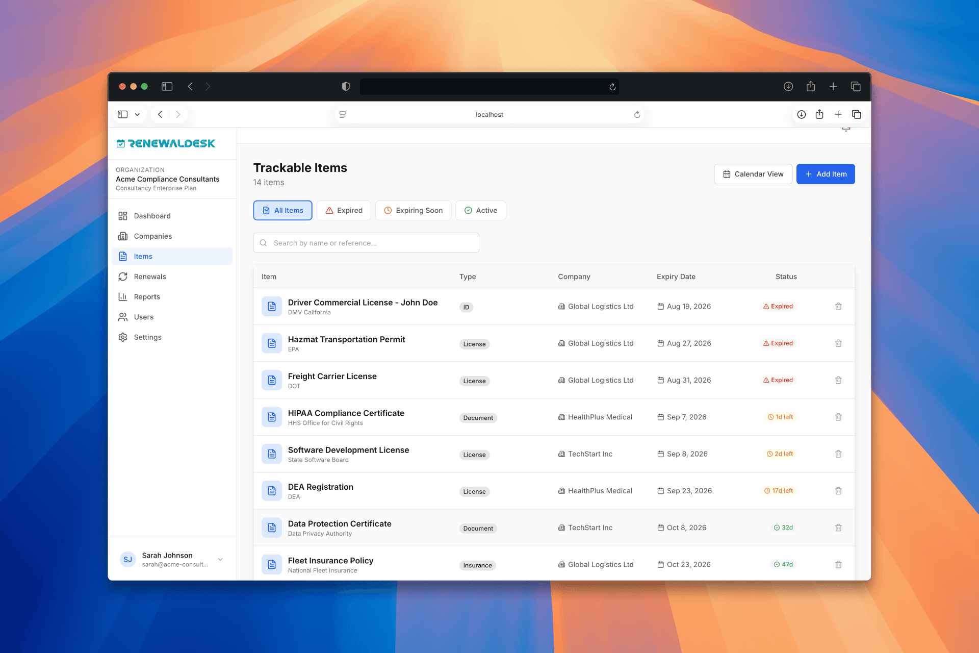 RenewalDesk renewal activity report